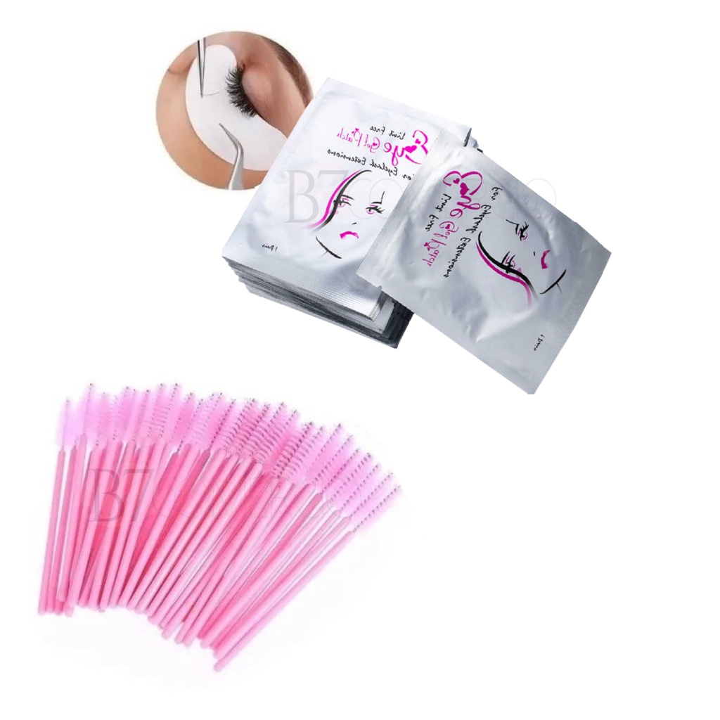  10 Escovinhas Para Cílios +10 Pads P/ Alongamento De Cílios