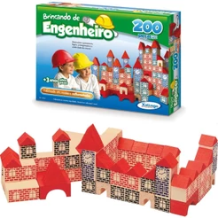 Blocos de Montar Xalingo 200 Peças Engenheiro Educativo Colorido Madeira Reflorestada - 53065