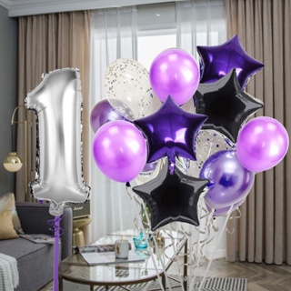 Kit de Balões Roxo Wandinha Aniversário Números Arranjo Decoração Festa Balões Estrela em Oferta na Shopee