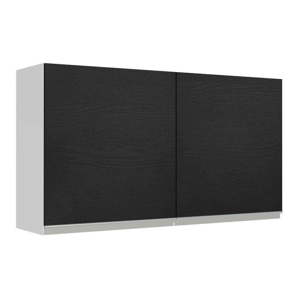 Armário de Cozinha Aéreo 120 cm 2 Portas Branco/Preto Glamy Madesa em Oferta na Shopee