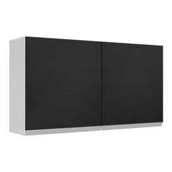 Armário de Cozinha Aéreo 120 cm 2 Portas Branco/Preto Glamy Madesa