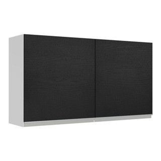 Armário Aéreo Madesa Glamy 120 cm 2 Portas - Branco/Preto