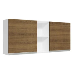 Armário de Cozinha Aéreo 150 cm 2 Portas e 2 Nichos Branco/Rustic Glamy Madesa