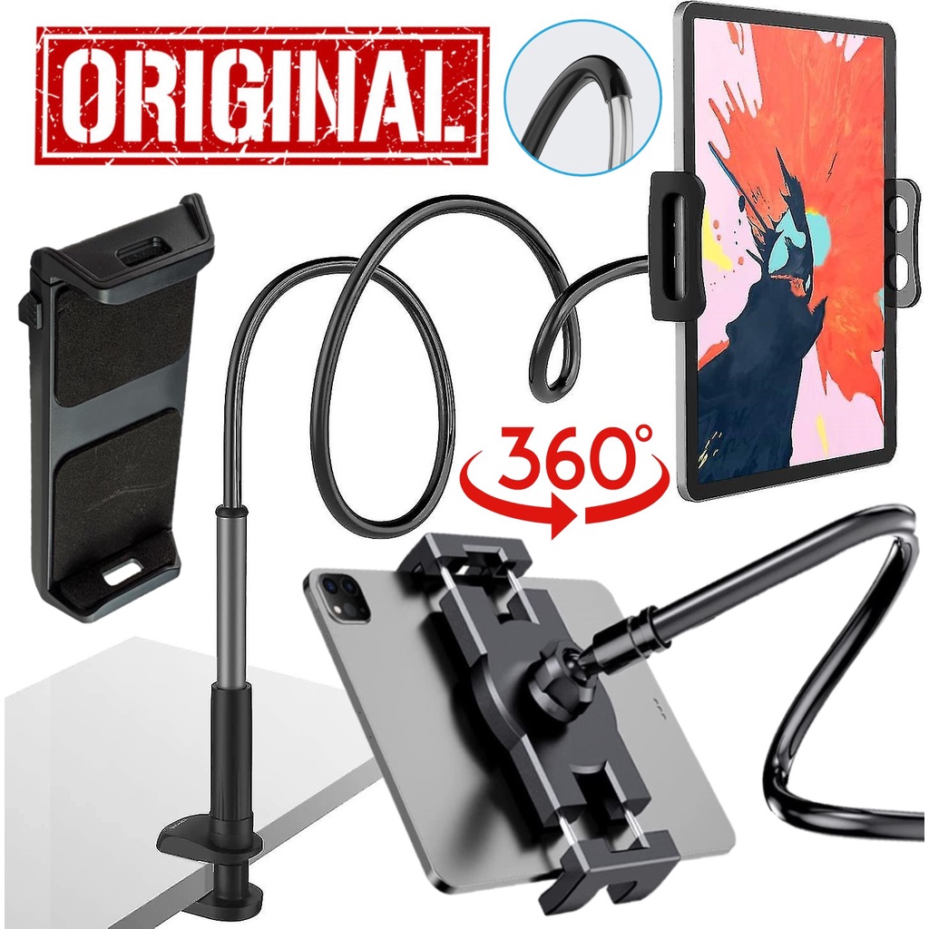 Braço Suporte Articulado Tablet iPad Kindle Smarphone Flexível 360 Ajustável Giratório Clip Mesa Cama Gravação Vídeo