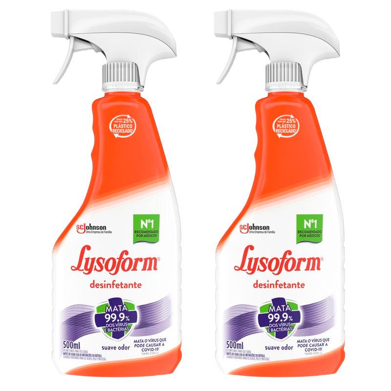 Kit 2 Desinfetante Lysoform Uso Geral Suave Odor 500ml Borrifador em Oferta na Shopee