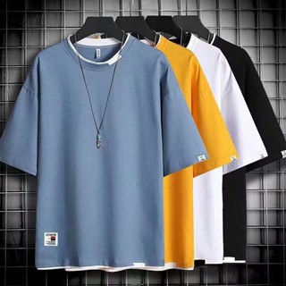 M-XXXL Camiseta Masculina De Verão Manga Curta De Rua Coreana Moda Cor Sólida top Redondo Gráfica casual Tamanho Grande Solta Roupas Brancas Pretas