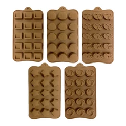 Kit Com 5 Formas Molde De Silicone Bombom Gelo Gelatina