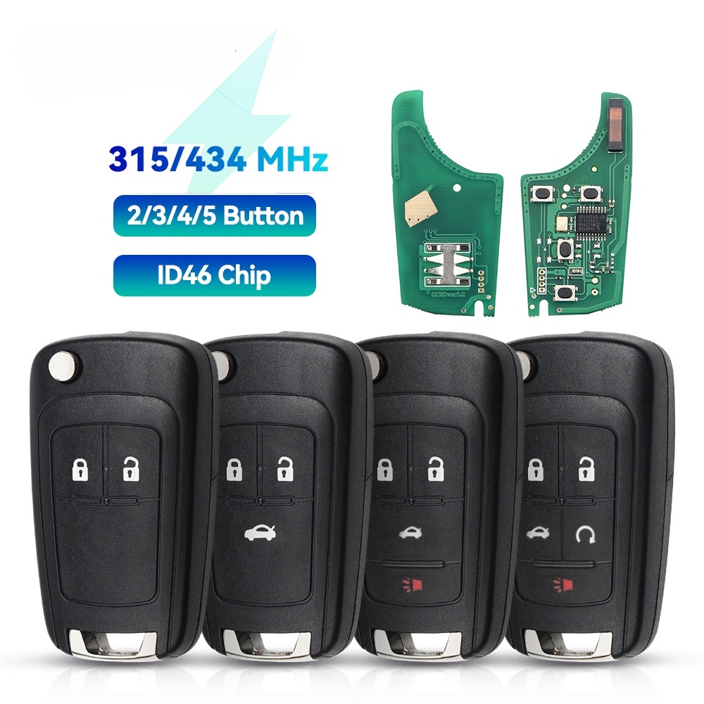 Chave De Alarme Remota Para Carro Adaptada Chevrolet Cruze Aveo Malibu Centelha 2/3/4 Botões 433 Mhz 315MHZ Fechadura Da Porta ID46 Chip