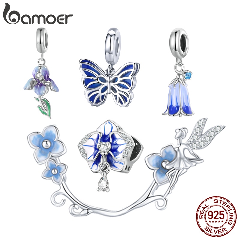 Bamoer 925 Prata Real Iris Encanta Miçangas Encaixa Pulseiras Jóias BSC815