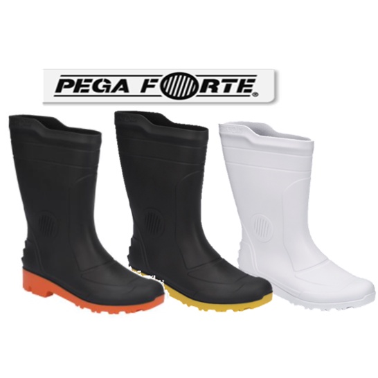 Bota Galocha Cano Medio PVC - Pega Forte / Preta ou Branca Original em Oferta na Shopee