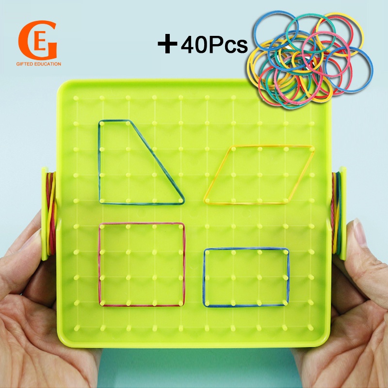 Placa De Unha De Plástico Para Crianças Primária Geometria Kids Geometry Shape Tool Board Brinquedos De Aprendizagem Precoce