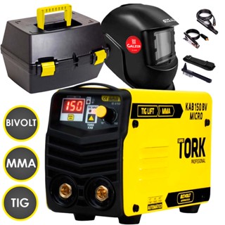 INVERSORA SOLDA 150A MMA TIG BIVOLT TORK + MÁSCARA + MALETA