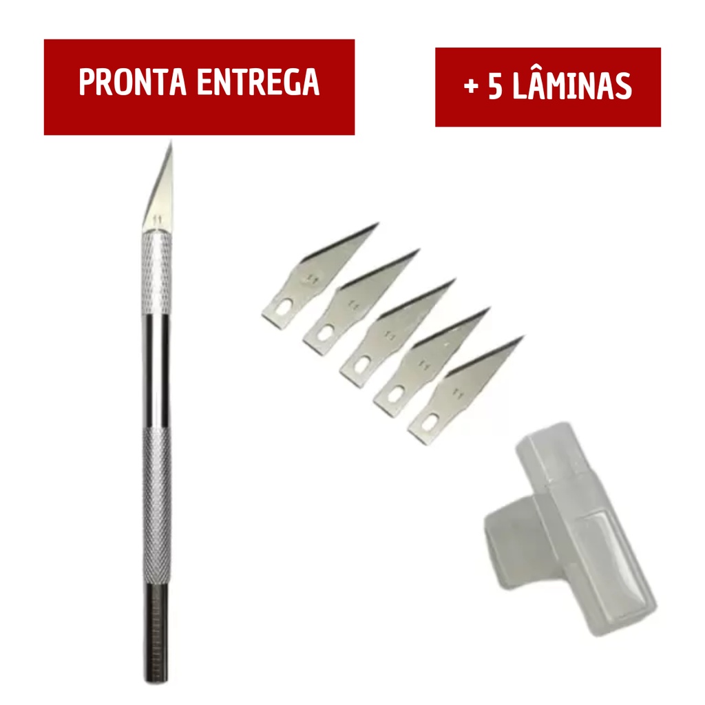 Caneta Estilete de Precisão Marca Mantovani - Artesanato + 5 Lâminas