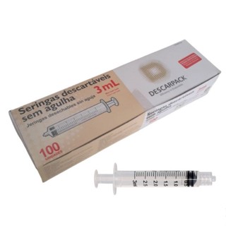 Seringa 3ml Descartável Bico Luer Lock Anvisa - Cx 100un