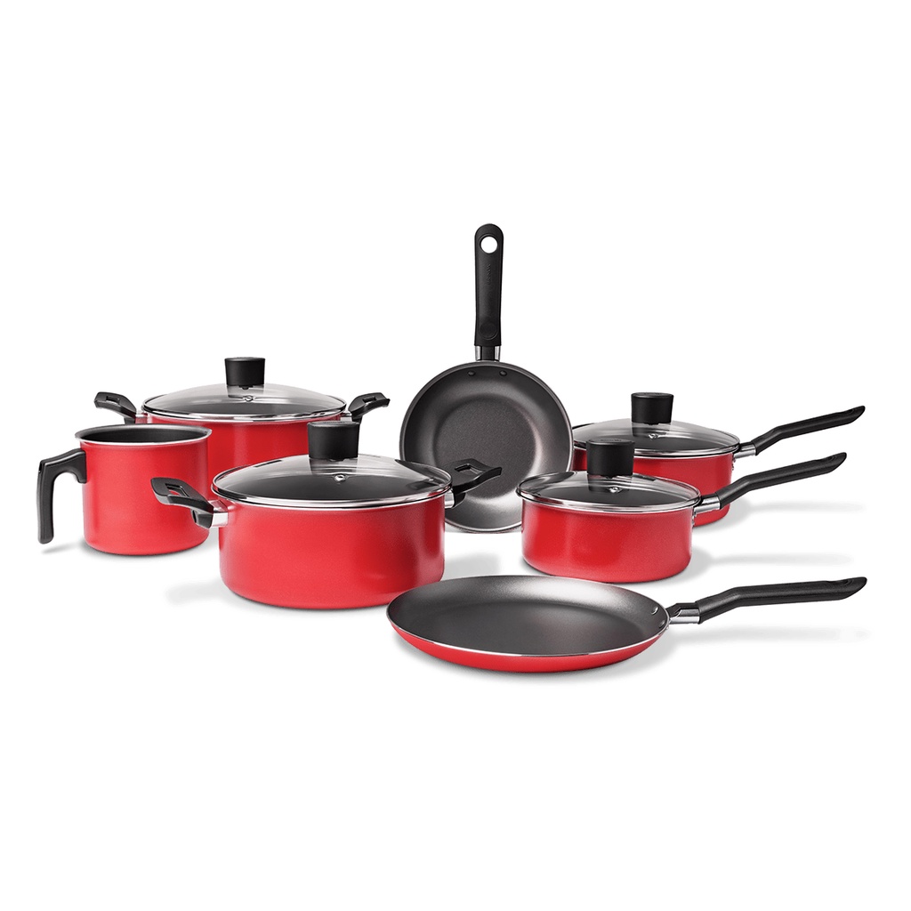 Jogo De Panelas Brinox Garlic Antiaderente 7 Peças Vermelho - Home & Living