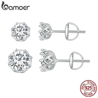Bamoer 925 Sterling Silver (1 Par) Brincos Moissanite Stud De Alta Qualidade 0.5ct & 1ct Fashion Jewelry For Women MSE016