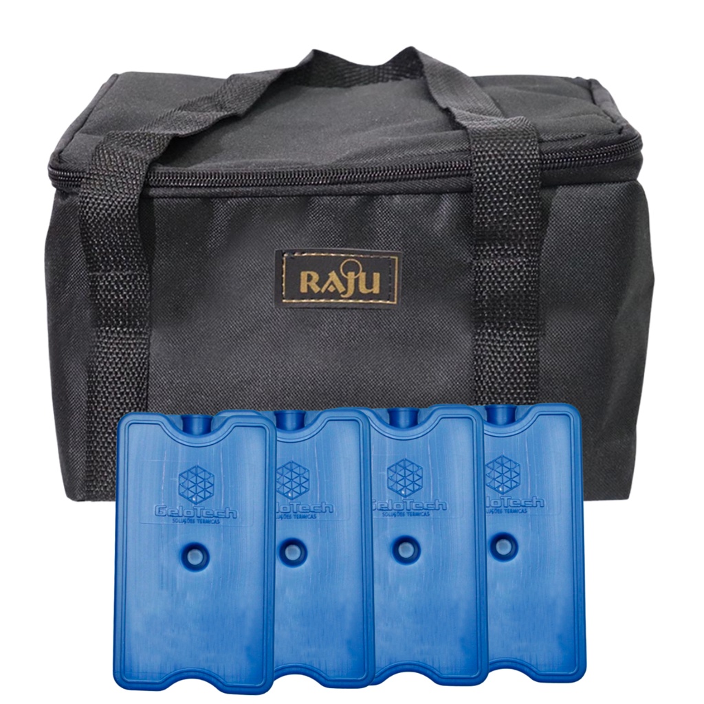 BOLSA TERMICA RAJU 40 LITROS PRETA + 4 Gelos Rígidos 200 ml- NÃO VAZA ÁGUA
