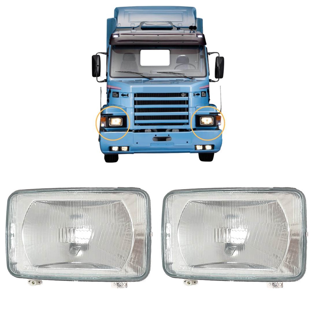 Par Farol Bloco Óptico H4 Compatível Compatível com Scania 112 113 142 143