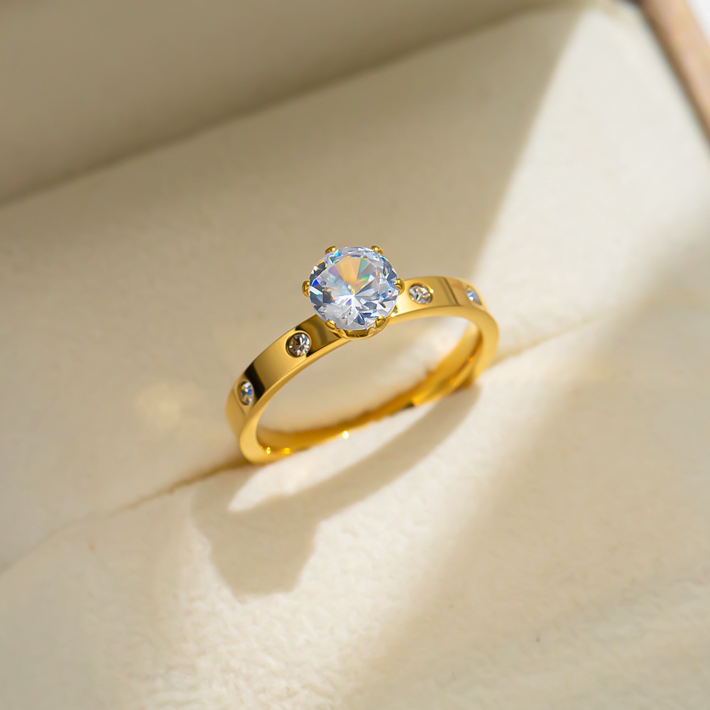 Anel De Diamante Titânio Simples Avançado Aço