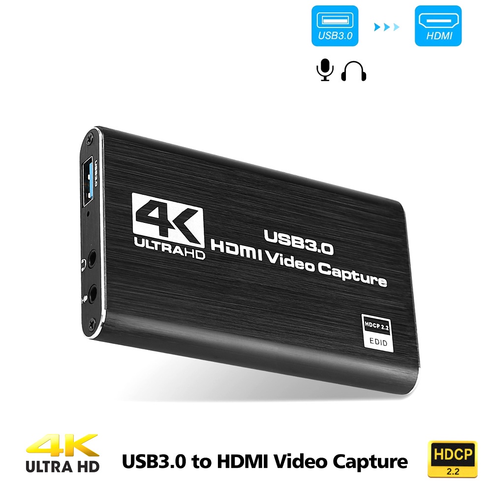 Placa De Captura De Vídeo HDMI Para USB Gravação De Tela 4K USB3.0 1080P 60FPS Jogos PS4 Switch Phone Laptop Adaptador