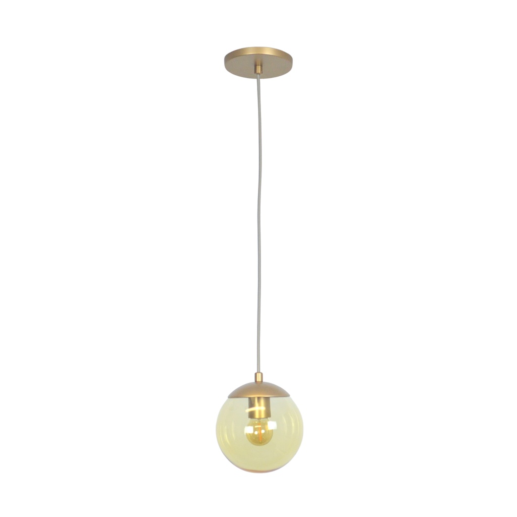 Pendente Jabuticaba Dourado 1 Bola/Globo vidro Âmbar.