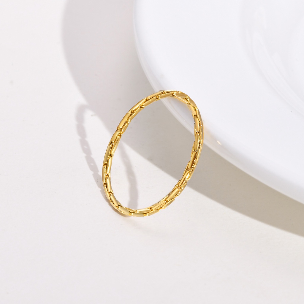 Vnox Gold Small Chain Ring for Women , Stainless Steel Stacking Rings 1MM , Delicate Ins Jewelry