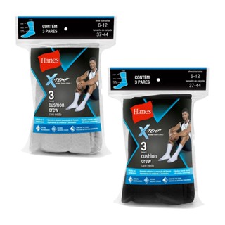 Kit com 6 Meias Cano Médio Algodão Masculina Original Hanes