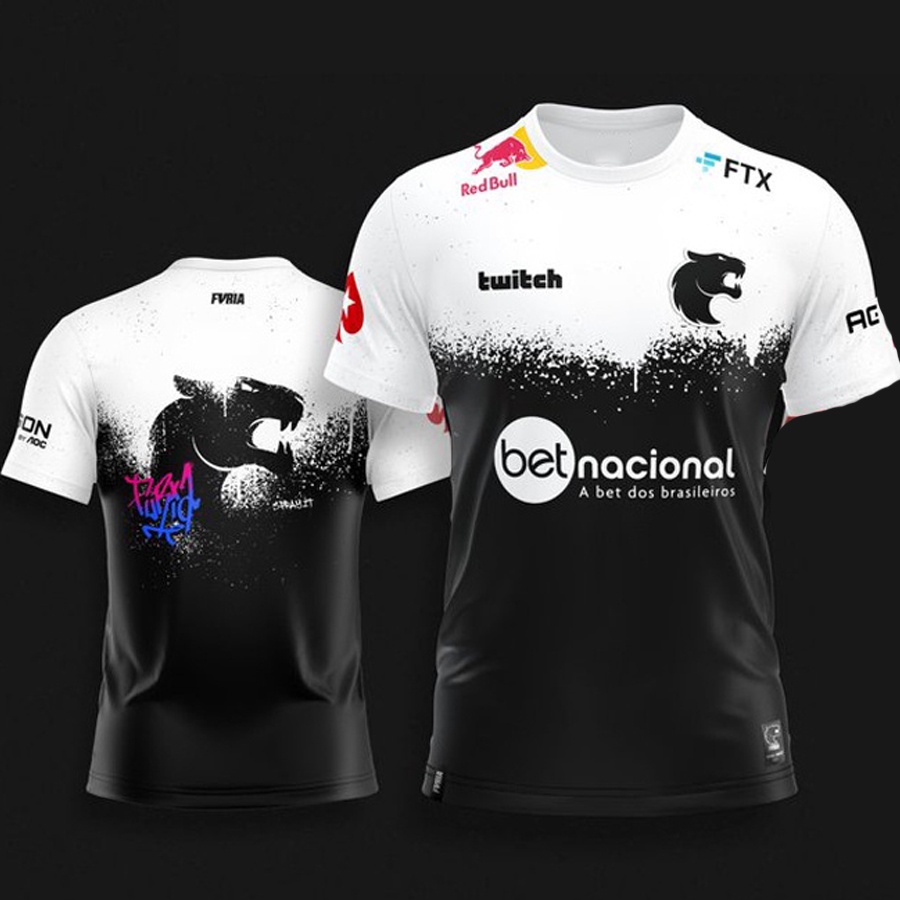 🔥🔥Estoque Pronto🔥🔥 Furia Esports 2023 Camiseta Maior Suporte Manga Curta CSGO Jersey Esportiva Masculina Pantera Casual(goods in stock)