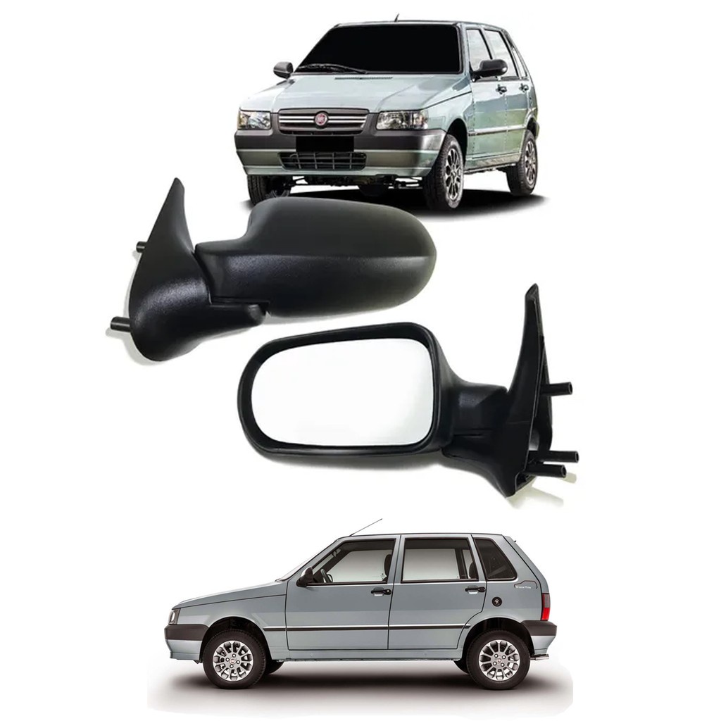 Retrovisor Uno Mille Fire EP ELX EX CS XS Smart - Somente para modelo 4 portas - Ano 1992 1993 1994 1995 1996 1997 1998 1999 2000 2001 2002 2003 2004 2005 2006 2007 2008 2009 2010 2011 2012 2013 - Sem controle interno