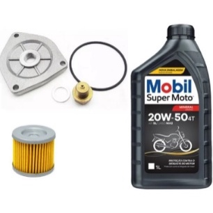 Kit Troca De Oleo Mobil 20w50 + Bujão Oleo + Tampa Carter + Filtro De Oleo Suzuki Yes - Intruder 125