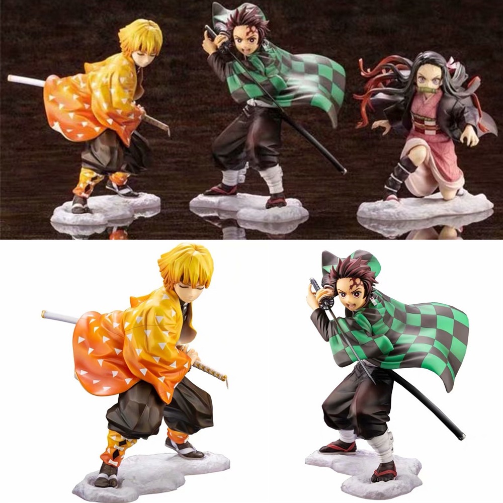 Figure Anime Di Kamado Tanjiro E Nezuko In PVC - Versione Seduta, Mini Figure Collezionabili Da 10 Cm