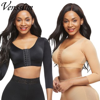 Mais Tamanho S-5XL Modelador De Corpo Para Mulher Pós-Cirurgia De Compressão Do Braço Fechamento Frontal Soutien De Manga Longa Emagrecedor