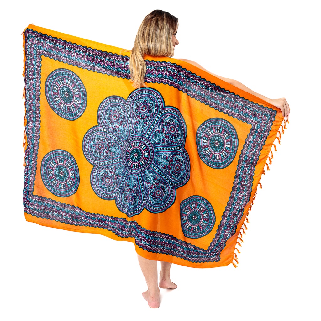 Canga De Praia Viscose Mandala Preta Bege - Sports & Outdoors