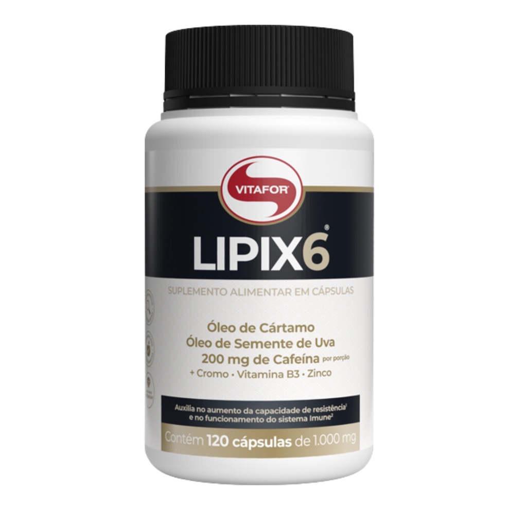Lipix6 120 Capsulas Óleo de Cártamo Óleo Uva Cafeína Vitafor