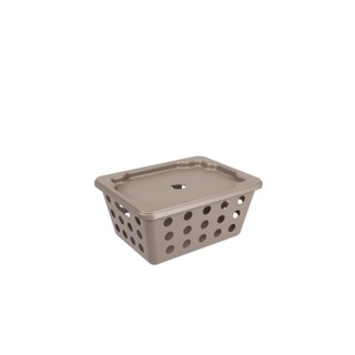 Cesta Organizadora com Tampa Pequena Coza One 18,6 x 14,2 x 8,6 cm Warm Gray