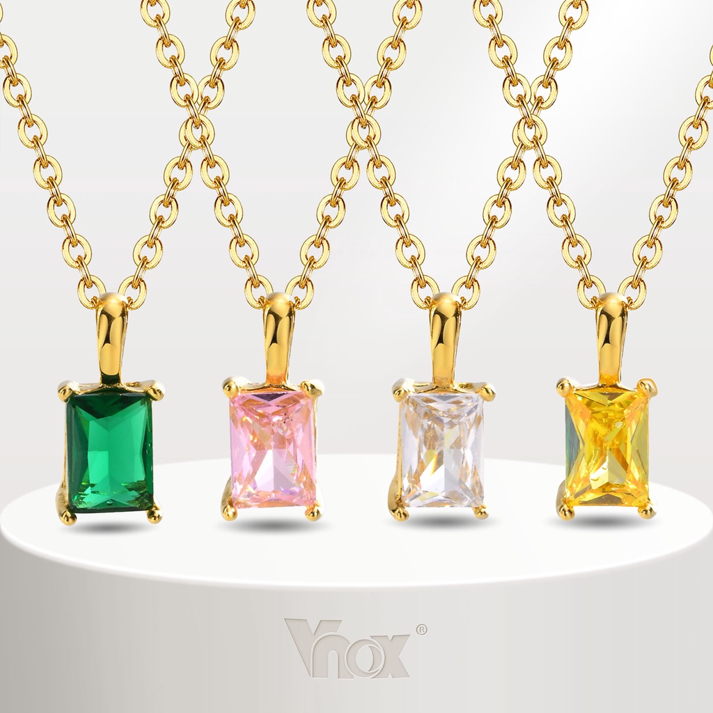 Vnox Colar Pingente De Zircônia Verde Retangular , 14K Banhado A Ouro Chkoer Brilhante , Joias Clássicas em Oferta na Shopee