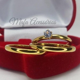 Par de Aliança Casamento Noivado Folheada 1mm Extra Fina