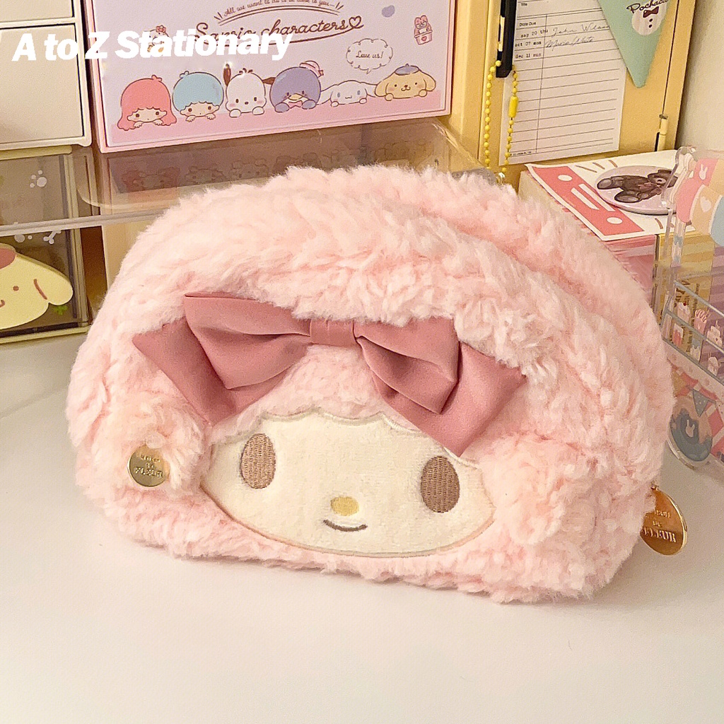 Kawaii Saco De Lápis De Volta À Escola Para Meninas Pelúcia Cosmética Fofinha Organizador Grande Capacidade De Suprimentos Escolares Estudantis Caixa De Papelaria