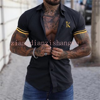 Ropa hombre blusa social moda hombre camiseta K estampado casual blusa suelta hombre
