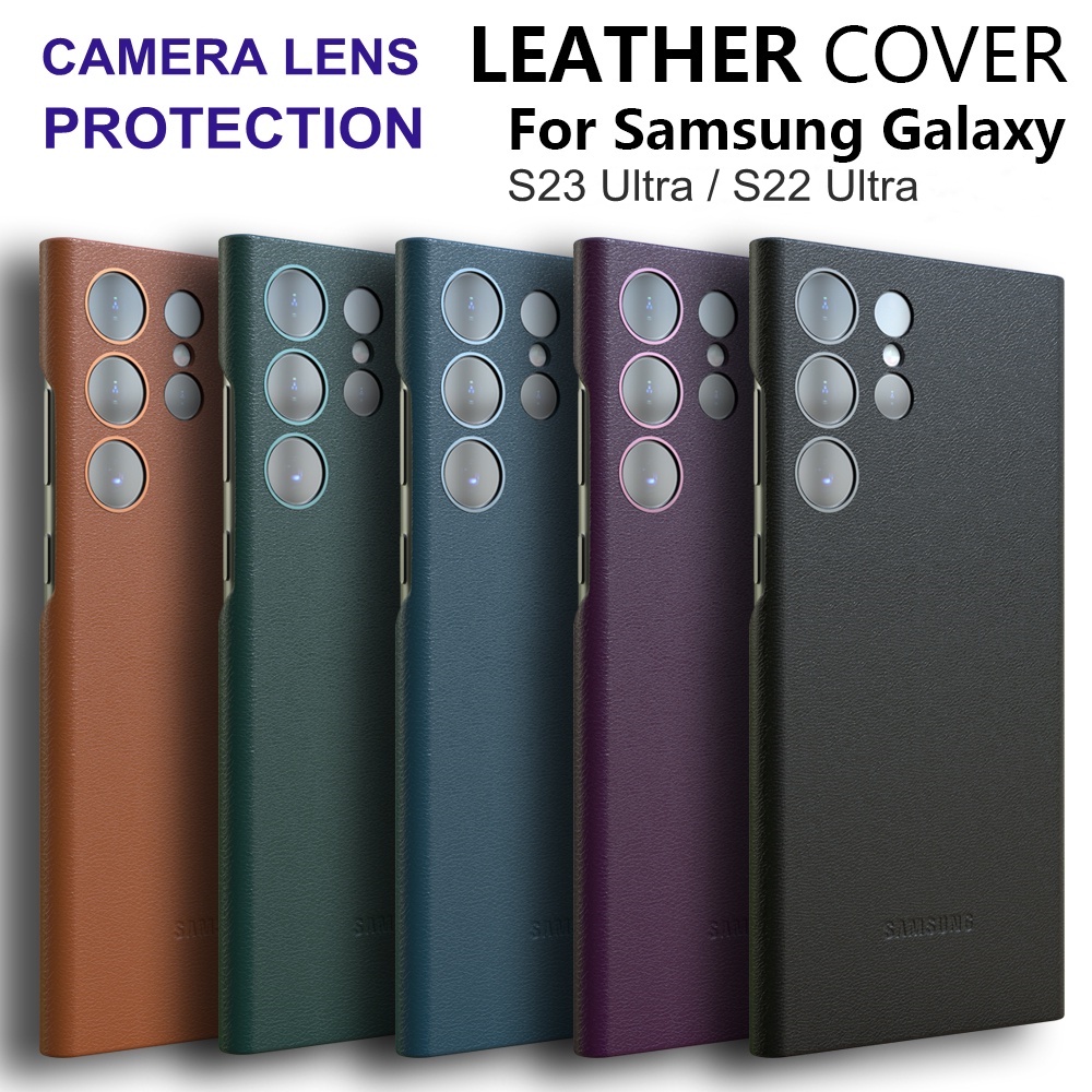 Capa De Couro Elegante Original Para Samsung Galaxy S23 Ultra Camera Lente De Proteção Total Fina S22 S23 Plus