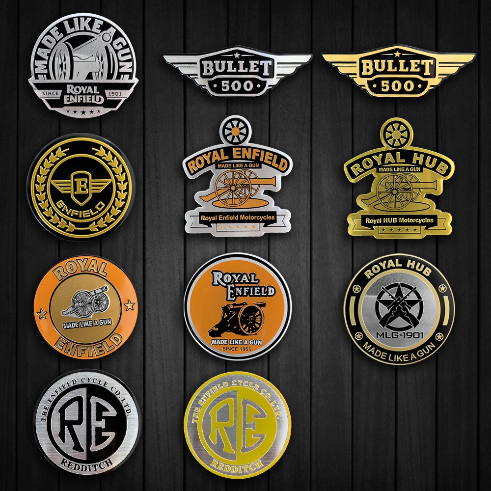 Autocolantes De Emblema De Motocicleta Royal Enfield Alumínio Decalques Para Bullet 350 etc Clássico Retro