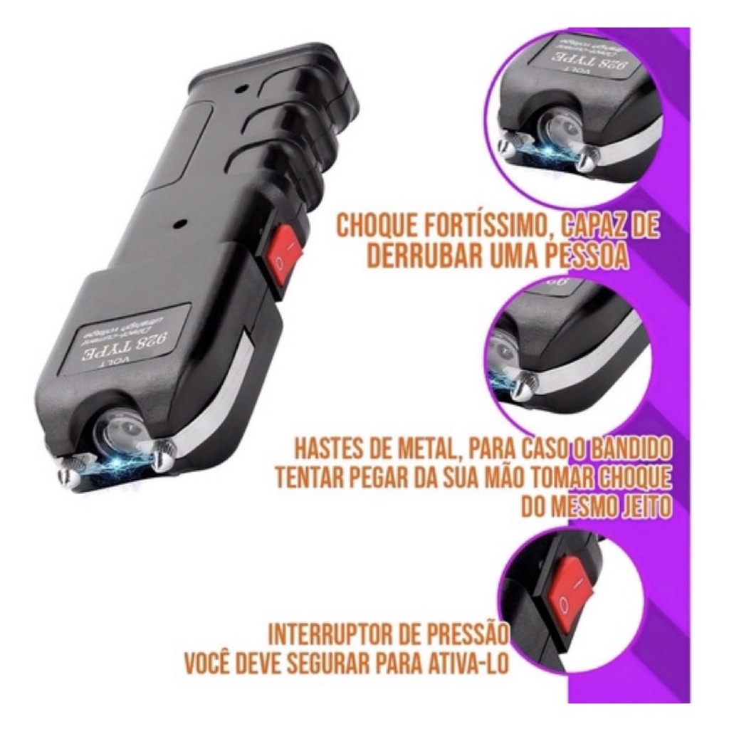 Lanterna De Choque Taser 928 type Defesa Pessoal Recarregável