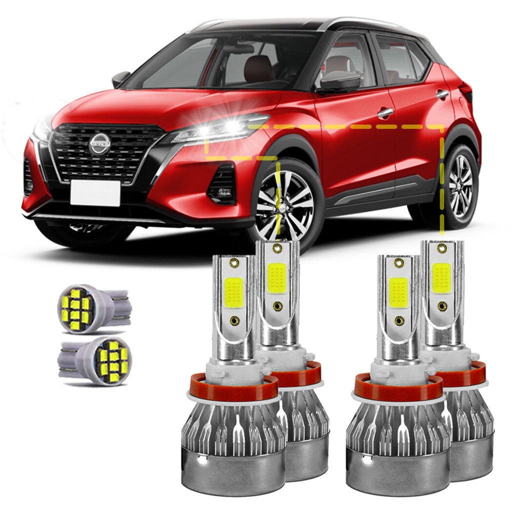 Kit Ultra Led Nissan Kicks 2016/22 20000lm 6500k Alto/Baixo em Oferta na Shopee
