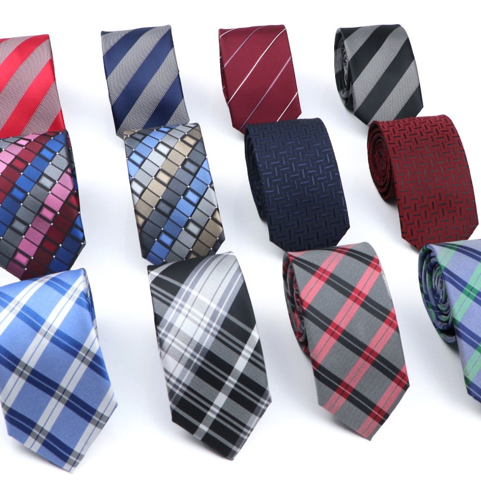 ZONFAZ Moda Masculina Listrado Gravatas De Seda Jacquard Xadrez 6cm Estreitas Uso Diário Cravat Festa De Casamento Pesco