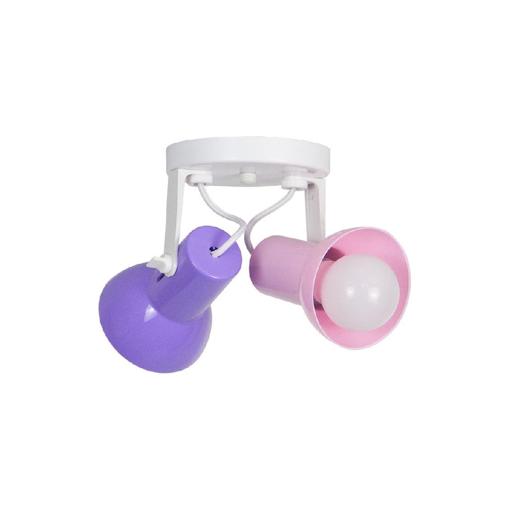 Luminaria Spot Kids Quarto Infantil Lilas Rosa 2 Lampadas Escorrega o