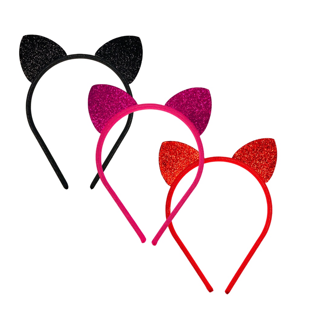 01 Tiara Arco Gatinha Infantil Criança Festa Fantasia Carnaval Halloween