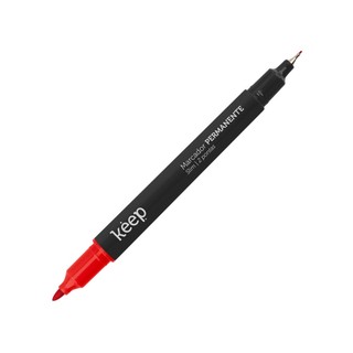 Caneta Marcador Permanente Duas Pontas Fina/Ultrafina 1mm/0.4mm Vermelho Caixa c/ 12un Keep - MR071 em Oferta na Shopee