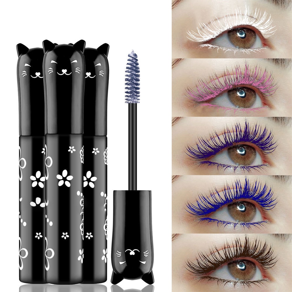 Rímel À Prova D'água 6 Cores Cílios Secagem Rápida Ondas Extensão Maquiagem Azul Rosa Roxo Preto E Branco
