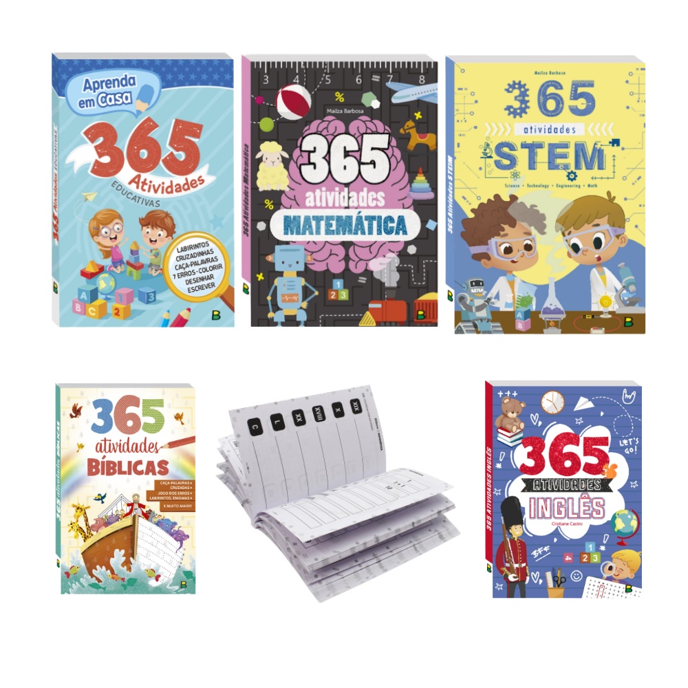 Livro Infantil 365 Atividades Para Crianças - Inglês/ Matemática/ Ciências
