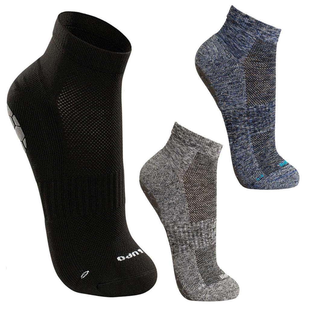 2 Pares de Meias Antiderrapante Lupo Pilates Poliamida Atoalhada Cano Medio Treino Academia Elastano Masculino Feminino